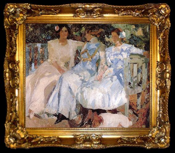 framed  Joaquin Sorolla My wife and daughter were in the garden, ta009-2